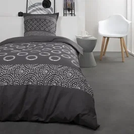 Today Juego de Cama de Algodón para 1 Persona - 140x200 cm - Gael Grey Print