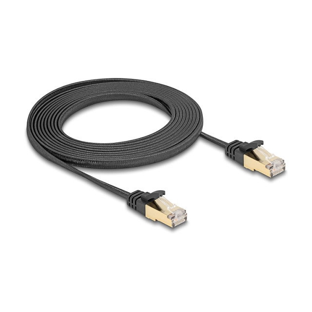 DeLOCK Cable de red plano Cat.6A U/FTP 3 m negro