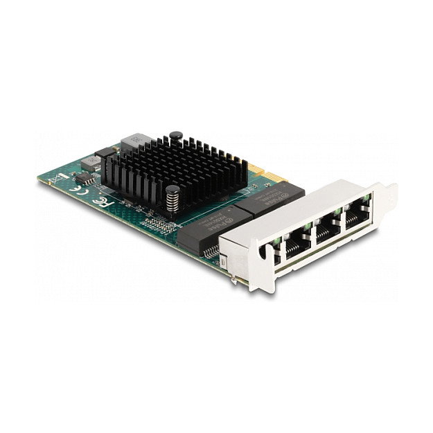 DeLOCK Tarjeta de Red PCI Express x4 Gigabit LAN con 4 Puertos RJ45 para PC, PCIe 2.0, Gris