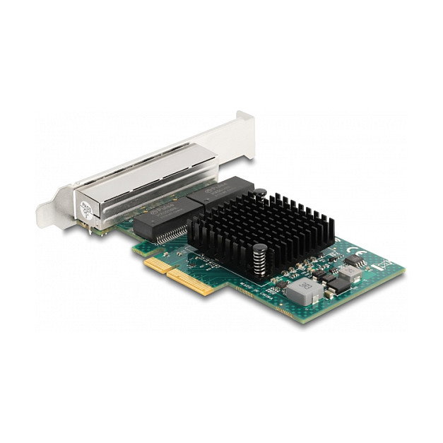 DeLOCK Tarjeta de Red PCI Express x4 Gigabit LAN con 4 Puertos RJ45 para PC, PCIe 2.0, Gris
