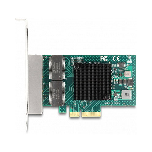 DeLOCK Tarjeta de Red PCI Express x4 Gigabit LAN con 4 Puertos RJ45 para PC, PCIe 2.0, Gris