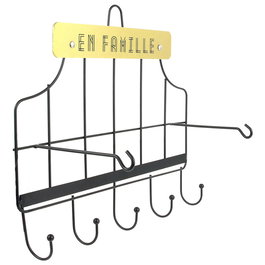 Home Deco Factory Portarrollos con 5 Ganchos Colgador de Alambre Textil de Cocina 34x14x29.5 cm