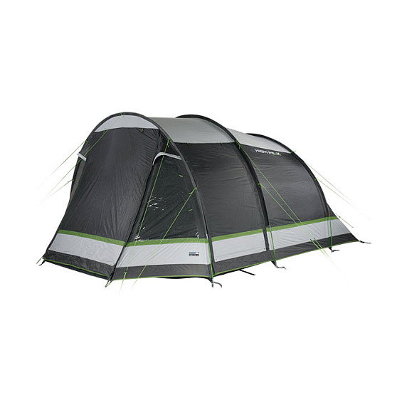 High Peak Meran 4.0 Tienda de Campaña Familiar para 4 Personas, Tipo Túnel, con Mosquitera e Impermeable (Gris/Verde)