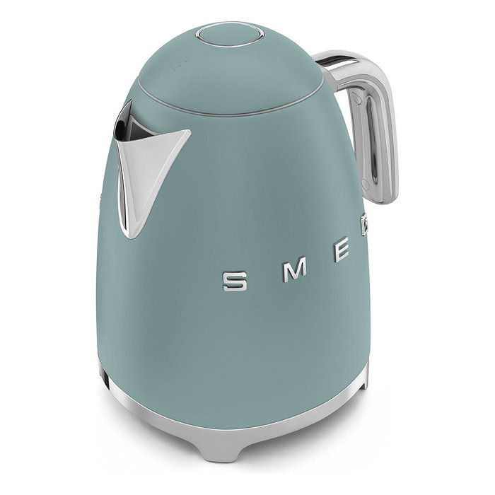 SMEG KLF03EGMEU Hervidor de Agua Retro 1.7L 2400W Verde Esmeralda, Estilo Años 50, Acero Inoxidable, Base Giratoria 360°, Sin Cables