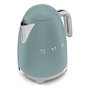 SMEG KLF03EGMEU Hervidor de Agua Retro 1.7L 2400W Verde Esmeralda, Estilo Años 50, Acero Inoxidable, Base Giratoria 360°, Sin Cables