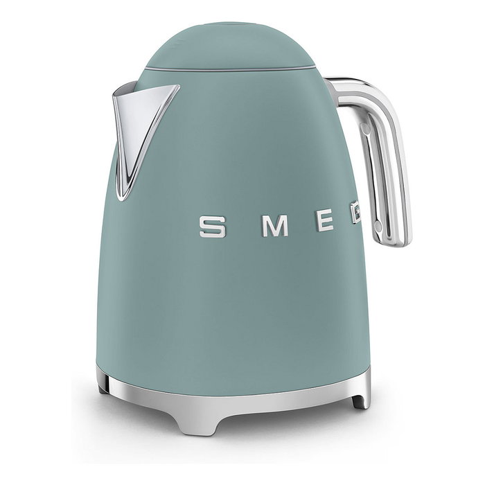 SMEG KLF03EGMEU Hervidor de Agua Retro 1.7L 2400W Verde Esmeralda, Estilo Años 50, Acero Inoxidable, Base Giratoria 360°, Sin Cables