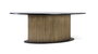 GINER Y COLOMER Mesa de Comedor Ovalada con Tapa de Madera de Mango Negra Mate y Base de Bronce Dorado Envejecido, 220 cm, Art Déco/Contemporánea