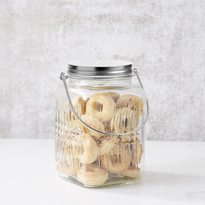 La Mediterranea Tarro de Vidrio con Tapa de Acero y Asa 1000ml