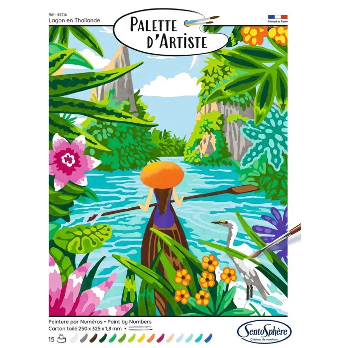 Sentosphere Pintura por Números para Adultos - Laguna en Tailandia, Pintura Acrílica sobre Lienzo con Paleta de Artista AAAQX29401