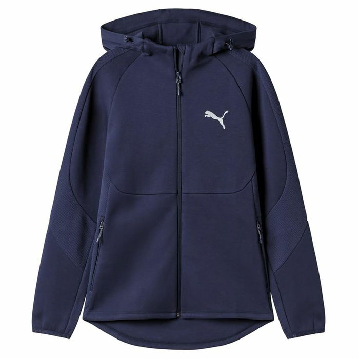 Sudadera con Capucha y Cremallera Hombre Puma Evostripe Full-Zip Azul marino Sudadera con Capucha y Cremallera Hombre Puma Evostripe Full-Zip Azul marino