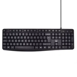 Ewent EW3002 Teclado USB Oficina Portugués QWERTY Silencioso con Teclado Numérico Completo, Interruptor de Membrana, Negro - para Negocios