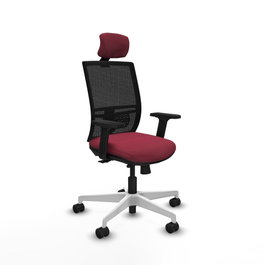 PIQUERAS Y CRESPO Silla de oficina Yunquera con mecanismo Sincro/Traslack, Granate y Negro