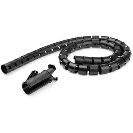 StarTech.com CMSCOILED Manga Espiral para Organizar Cables 25mm x 1.5m Negra - Incluye Herramienta de Inserción, Pasacables, Polietileno