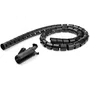 StarTech.com CMSCOILED Manga Espiral para Organizar Cables 25mm x 1.5m Negra - Incluye Herramienta de Inserción, Pasacables, Polietileno
