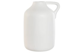 DKD Home Decor Jarrón de Gres Blanco con Asa y Acabado Artesanal