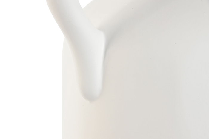 DKD Home Decor Jarrón de Gres Blanco con Asa y Acabado Artesanal DKD Home Decor Jarrón de Gres Blanco con Asa y Acabado Artesanal