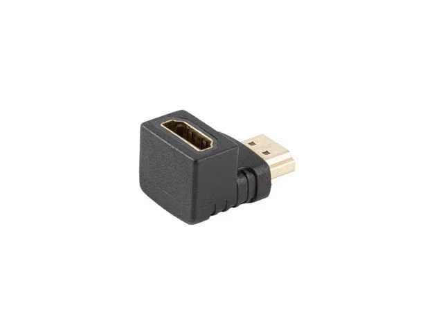 Lanberg Adaptador HDMI 4K Macho - Hembra Ángulo HDMI 2.0, 18 Gbit/s, HDR, Conectores Chapados en Oro, Negro