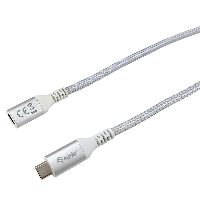EQUIP 128376 Cable USB-C a USB-C 3.2 Gen 2, 1m, 100W, 4K/60Hz, Trenzado, Blanco