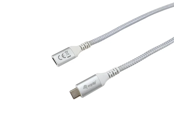 Equip Cable USB-C 3.2 Gen 2 (10 Gbit/s) Modelo 128376, 1 m, USB-C Macho a Hembra, Blanco, 100 W PD, Soporta 4K@60Hz
