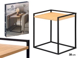 GIFTDECOR Mesa Auxiliar Negro-Bambu