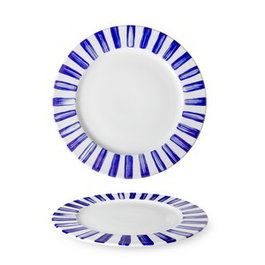 Langenthal Plato Llano Indigo Rayas 28 cm, Porcelana, Color Maritime (Set de 6)