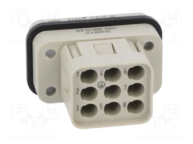HARTING Han Q 8/0 STI-C Plantilla de Contacto Macho 8+PE