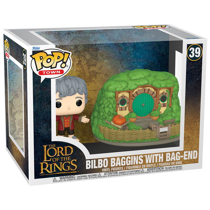 FUNKO Figura POP Town El Señor de los Anillos Bilbo Baggins with Bag-End