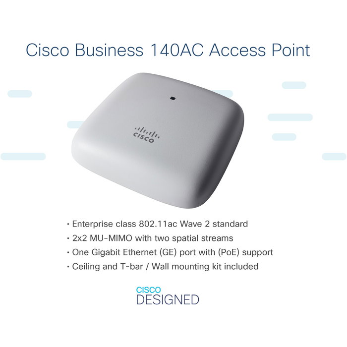 Cisco CBW140AC Router WiFi Dual-Band AC1400, Estándar 802.11ac Wave 2, 2x2 MU-MIMO Cisco CBW140AC Router WiFi Dual-Band AC1400, Estándar 802.11ac Wave 2, 2x2 MU-MIMO