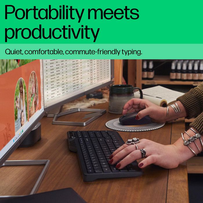 HP Teclado Inalámbrico Dual-Mode 475 para Oficina, Conexión Múltiple, Portátil