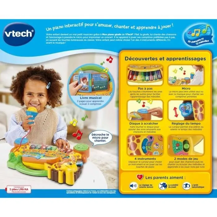 Vtech VTE3417765603051 Mi Piano Jirafa Jungle Rock Idioma Francés