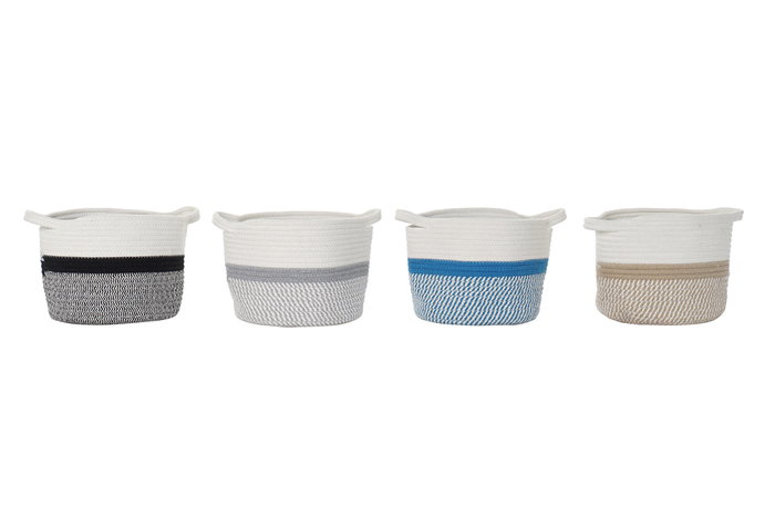 DKD Home Decor Cesta de Algodón Pack de 4 Unidades Surtidas