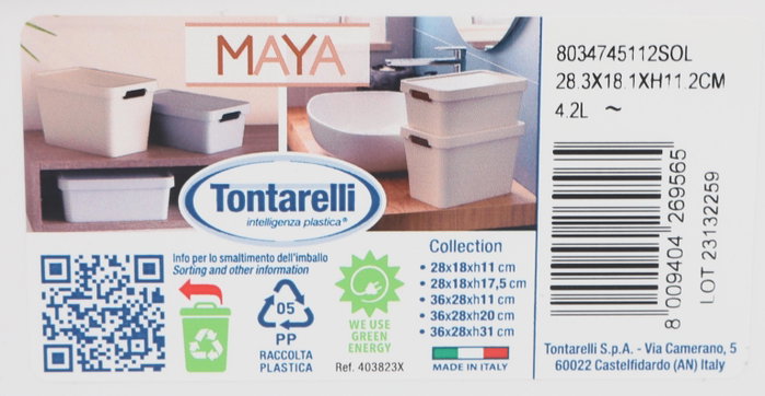 Inde Caja de Almacenaje Maya Blanca 4.2L con Tapa (12 Unidades)