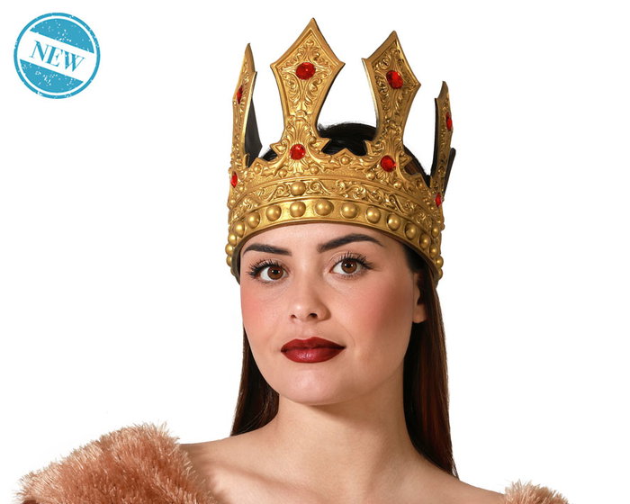Atosa Corona Dorada Real con Detalles de Encaje y Pedrería Naranja Atosa Corona Dorada Real con Detalles de Encaje y Pedrería Naranja