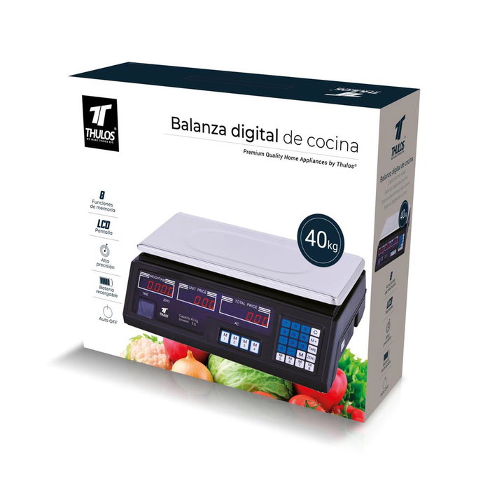 Thulos TH-PA1007 Báscula de Cocina Digital 40 kg