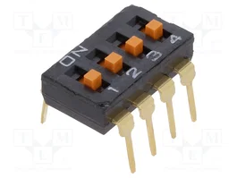 Aratas A6T-4104 DIP-SWITCH de 4 secciones, ON-OFF, THT