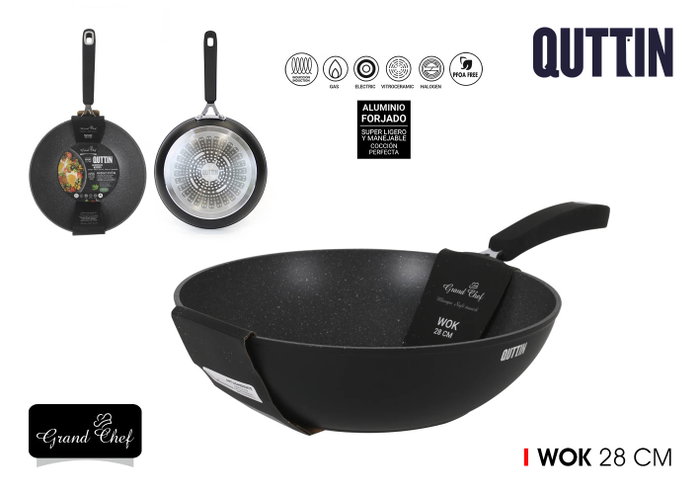 Quttin Sartén Wok Grandchef 28 cm (6 Unidades) Quttin Sartén Wok Grandchef 28 cm (6 Unidades)