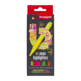 Bruynzeel 4 rotuladores fluorescentes colores neón