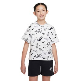 Camiseta de Manga Corta Infantil Nike Boxy Swooshfetti Blanco M