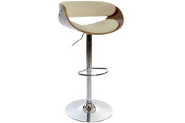 DKD Home Decor Taburete de PU Nogal Ajustable Cromado