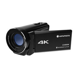 AgfaPhoto Cámara de VÍdeo Manual Realimove CC4000W, 4K Ultra HD, 18x Zoom Digital, Estabilización de Imagen, Resistente al Agua 5m, 24MP, Pantalla LCD 3", 430 g, Negro