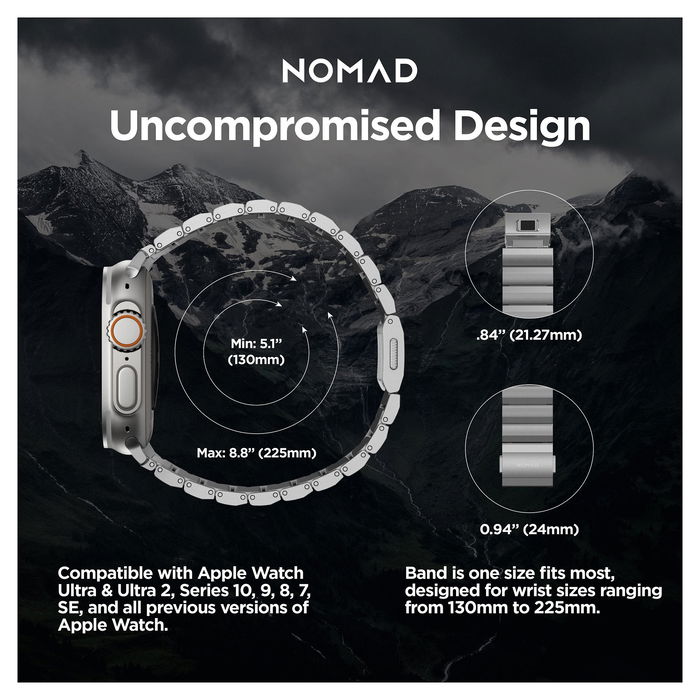 Nomad Nomad Strap Titanium Silver V2 42/44/45/49mm