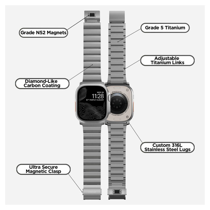 Nomad Nomad Strap Titanium Silver V2 42/44/45/49mm
