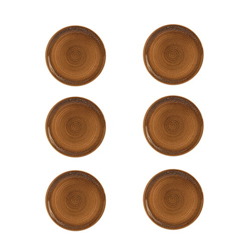 Summa Plato Llano Spiral/Rustic - Vajilla de Vitroporcelana, 20 cm de Diámetro, Color Naranja (Set de 6)