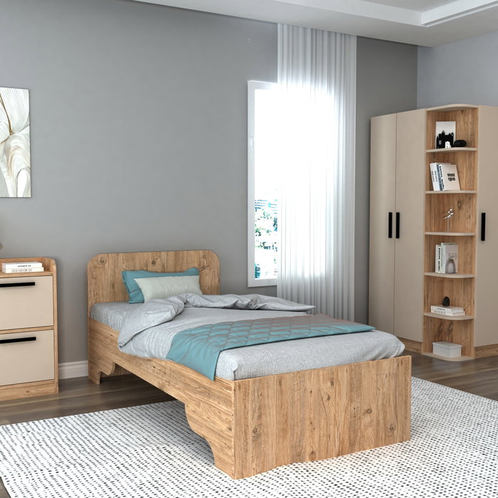 Hanah Home Somier Individual Pino Atlántico y Beige 94.4x193.6x80cm
