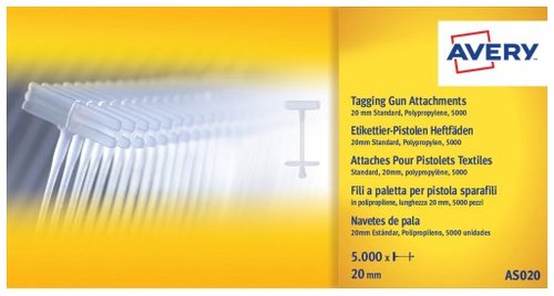 Avery Recambios de Navetes 20 mm con Forma de Paleta, Pack de 5000 unidades Avery Recambios de Navetes 20 mm con Forma de Paleta, Pack de 5000 unidades