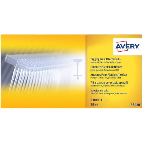 Avery Recambios de Navetes 20 mm con Forma de Paleta, Pack de 5000 unidades Avery Recambios de Navetes 20 mm con Forma de Paleta, Pack de 5000 unidades