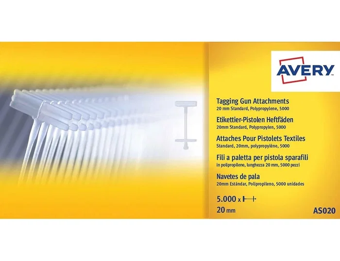 Avery Recambios de Navetes 20 mm con Forma de Paleta, Pack de 5000 unidades
