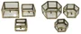 DKD Home Decor Joyero Moderno Dorado Latón y Cristal Set de 3 (4 Unidades) 7 x 4 x 7 cm