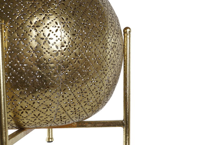 DKD Home Decor Portavelas de Metal y Cristal Dorado