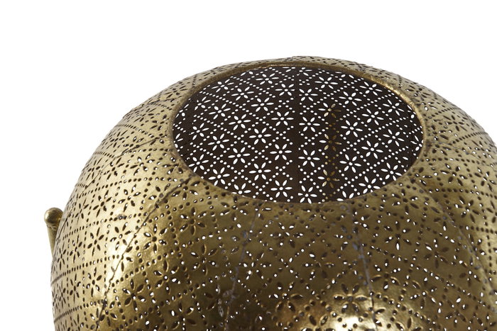 DKD Home Decor Portavelas de Metal y Cristal Dorado